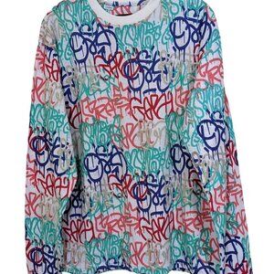 Massive Brand Long Sleeve T Shirt Mens Large All Over Print Graffiti Abstract